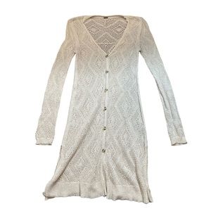 Free People Ivory Weaved Maxi Cardigan
